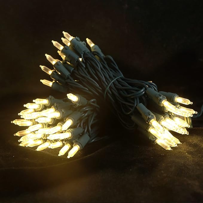 MULTI-SPARKING White Christmas LED Lights - 2 Pack 100 Count Warm White Holiday String Lights for Tree, Party, Wedding, Indoor and Outdoor Use, 2 Sets 33 Feet Green Wire, UL Certified, Connectable-VerdiqueGarden