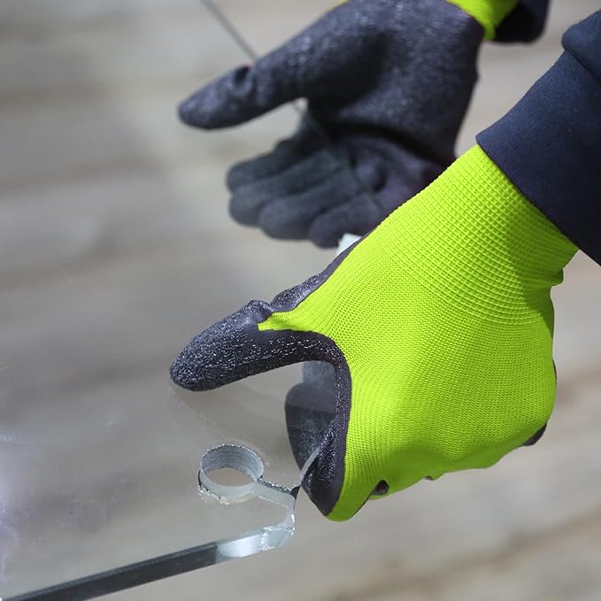 Evridwear Crinkle Latex Rubber Hand Coated Safety Work Gloves for Men Women General Multi Use Construction Warehouse Gardening Assembly Landscaping (Medium,12 Pairs Pack)-VerdiqueGarden