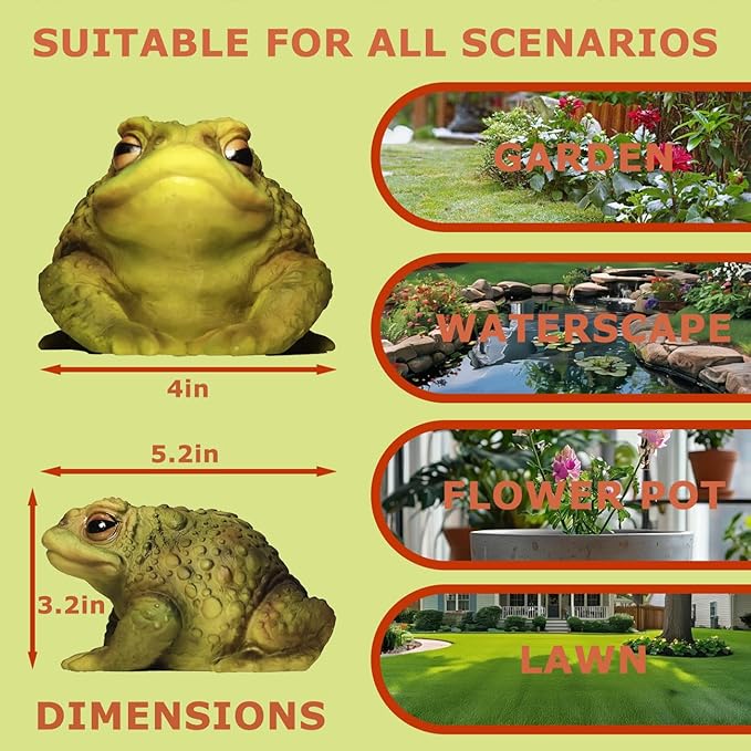 Sunthus Frog Toad Sculptures Garden Statues Yard Art Resin Decorations Outdoor Garden Decor-VerdiqueGarden