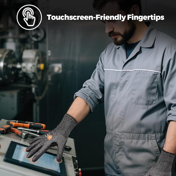 Donfri 3 Pairs A9 Cut Resistant Work Gloves for Men - Steel + HPPE Hybrid Safety Gloves for Men, ANSI Cut Level 9 Protection Flexible for Metal Glass Wood Construction Fishing-VerdiqueGarden