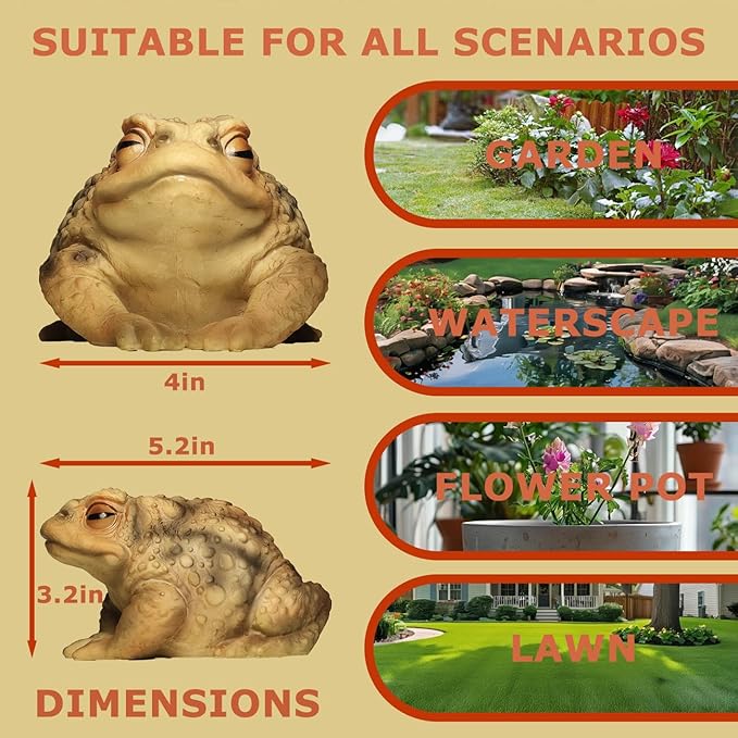 Sunthus Frog Toad Sculptures Garden Statues Yard Art Resin Decorations Outdoor Garden Decor-VerdiqueGarden