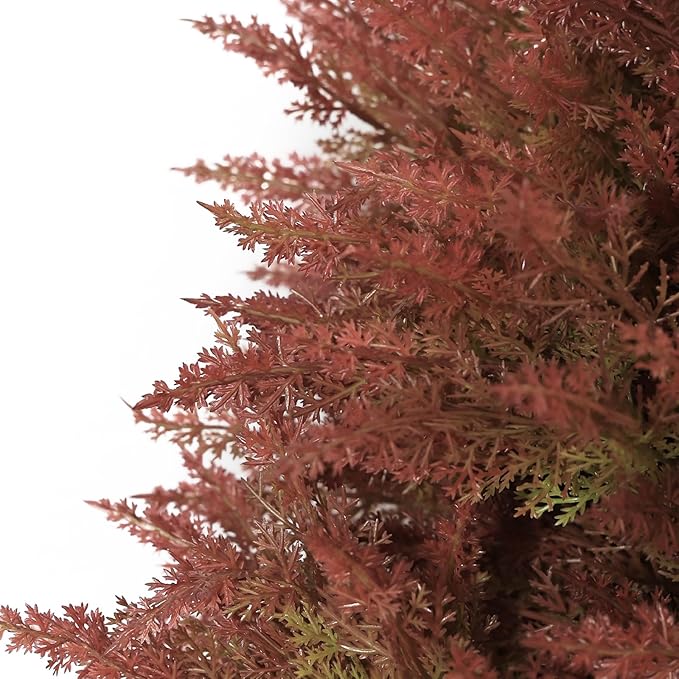 24" Artificial Cedar Topiary Ball Bushes, Set of 2 UV Resistant Fake Trees Outdoor Shrubs with Stake, Weatherproof Faux Plants for Planter, Front Porch, Garden, Yard, Patio Fall Decor-VerdiqueGarden