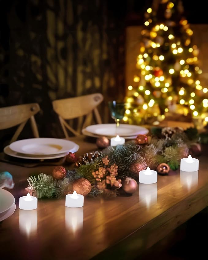 BEICHI Flameless Candles, 24Pack Battery Operated Candles, LED Tea Lights Candles Battery Operated, Flickering Fake Candles for Wedding Halloween Christmas Diwali- Pure White Light-VerdiqueGarden