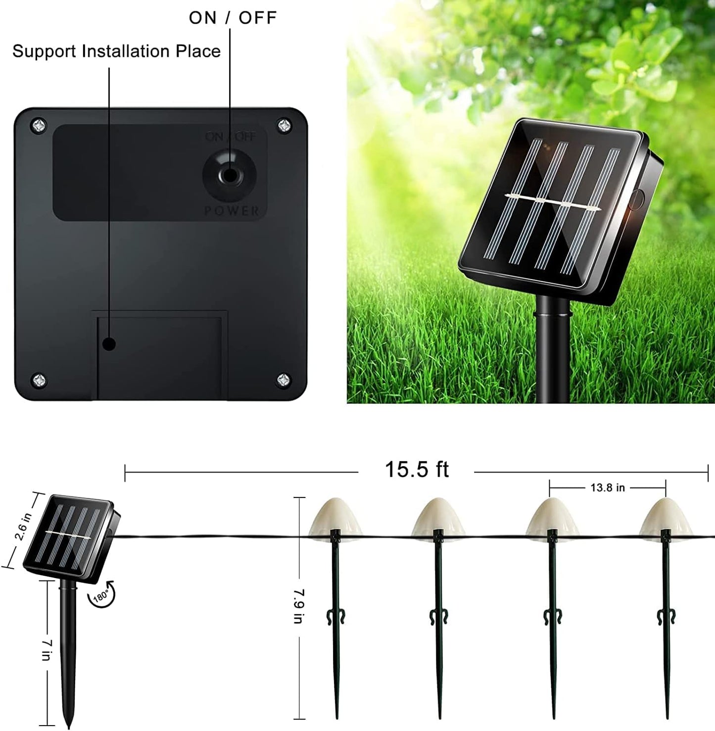 Outdoor Solar Garden Lights, Set of 12 Mini Solar Mushroom Light Outdoor Waterproof Cute Mushroom Shaped Pathway Landscape Lights for Yard Patio Garden Party Wedding Festival Decoration (Multicolor-VerdiqueGarden