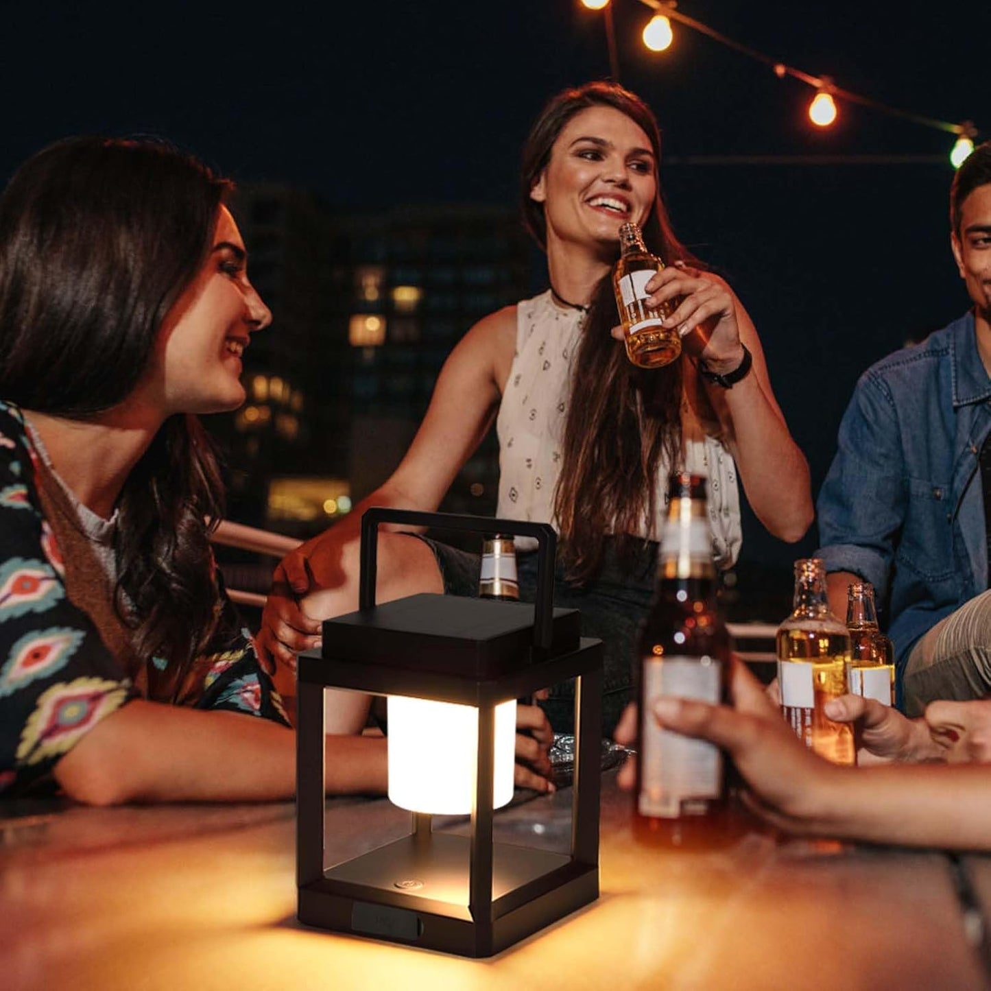 LETRY Outdoor Table Lamp, Brightness LED Nightstand Lantern, Portable Rechargeable Solar Lamp Waterproof, Touch Control Outdoor Lamps Cordless Lights Decorative for Patio/Walking/Reading/Camping-VerdiqueGarden