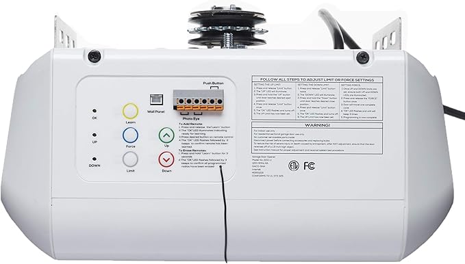 Workhorse BU100 Overhead Garage Door Opener with Heavy-Duty Chain Drive for Single or Double Doors, Wall Mount, and Remote Garage Opener Included, Quick and Easy Installation, White-VerdiqueGarden