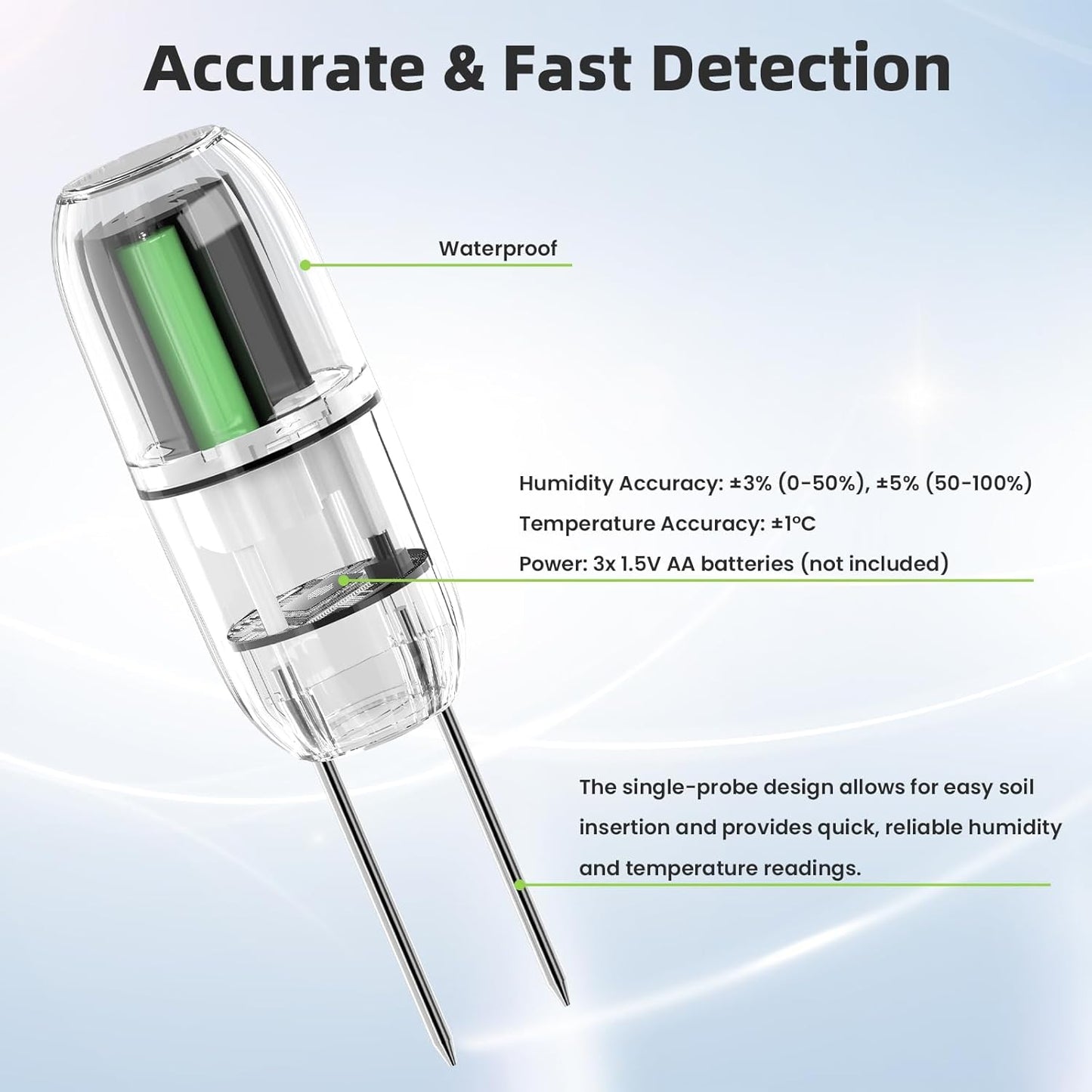 Moisture Meter Plants, Soil Meter, Wireless WiFi Soil Moisture Sensor, 2-in-1 Soil Moisture Meter, WiFi, Garden, Lawn, Potted Plants Care-VerdiqueGarden