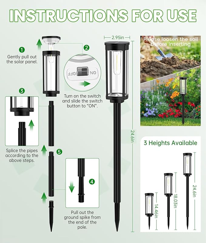 Solar Pathway Lights Outdoor, 4 Pack Bright Solar Powered Garden Lights Waterproof IP65, Long Lasting Outdoor Light for Yard Garden Walkway Landscape Lawn Patio (Cool White, 4 Pack)-VerdiqueGarden