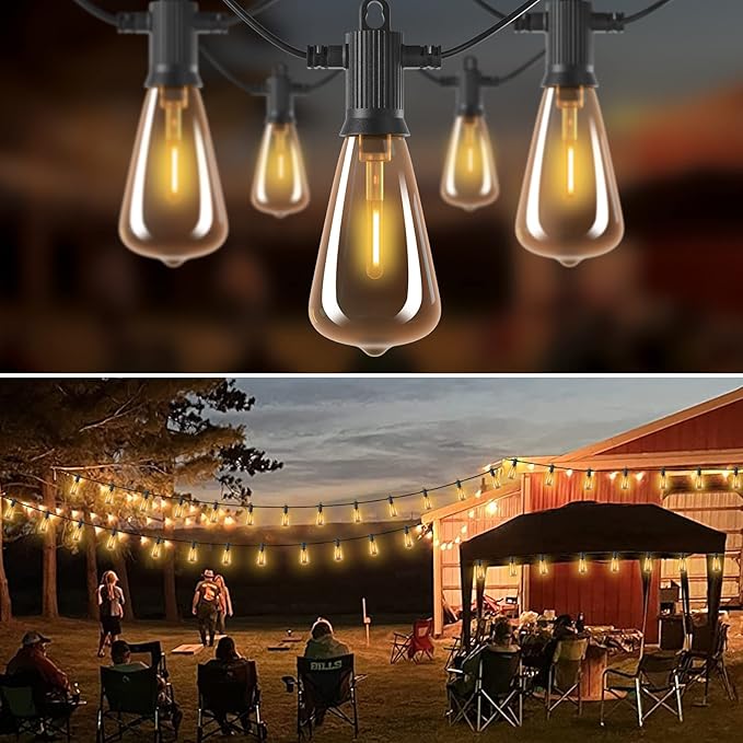 ZOTOYI Outdoor String Lights 100 FT, Waterproof IP65 LED Patio Lights with 52 ST38 Shatterproof Bulbs(2 Spare), Dimmable String Lights for Outside, Cafe, Bistro, Backyard, Garden Warm White-VerdiqueGarden