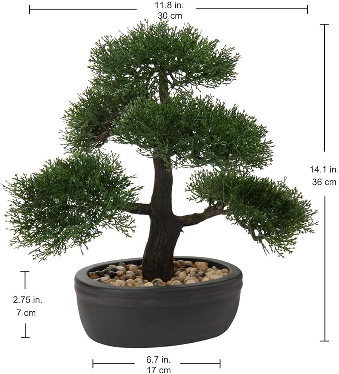 Artificial Bonsai Tree Juniper Faux Plants Indoor Small Fake Plants Decor with Ceramic Pots for Home Table Office Desk Bathroom Shelf Bedroom Living Room Farmhouse Decorations-VerdiqueGarden