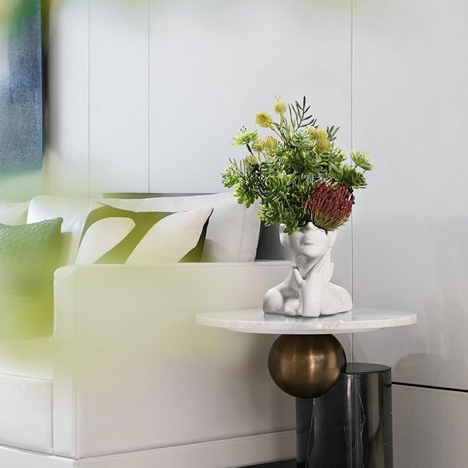 XSMXLNKWL Ceramic Face Vase White Flower Vase for Decor, Female Face Vase Art, Modern Decorative Vase Centerpiece for Table, Shelf, Living Room, Office, Bedroom, Small-VerdiqueGarden
