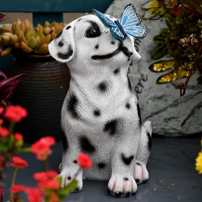 Dog Garden Figurines Outdoor Decor Solar Statue with LED Lights for Patio Lawn Yard Art Decoration Housewarming Garden Gift-VerdiqueGarden