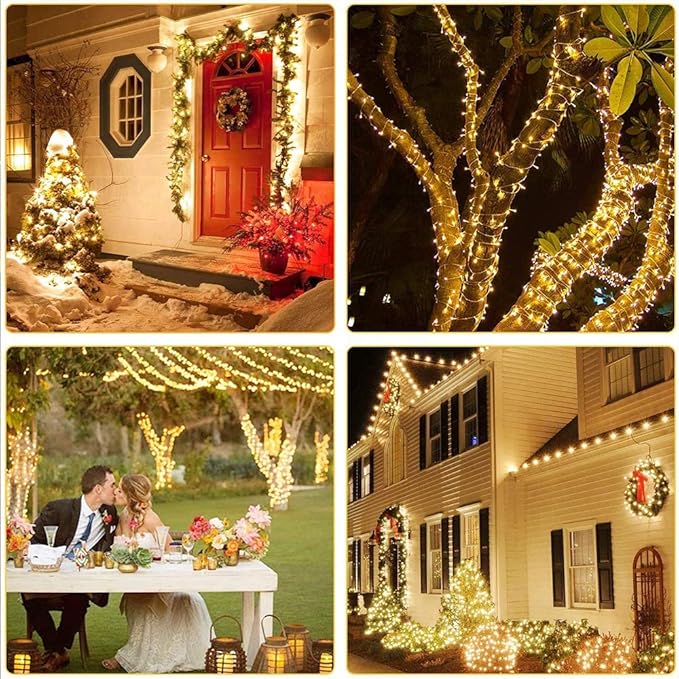 Warm White 75 Ft 200 LED Christmas String Lights - Connectable, 8 Modes, Timer, Waterproof Fairy Twinkle Lights for Christmas Party, Garden, Patio, Home, Holiday, Xmas Tree Decorations-VerdiqueGarden