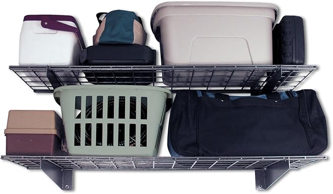 00651 2-Pack Heavy Duty Steel Wall Garage Shelving, 45-Inch X 15-Inch, Low-Profile Brackets, Max Shelf Load 200 Pounds, Hammertone-VerdiqueGarden