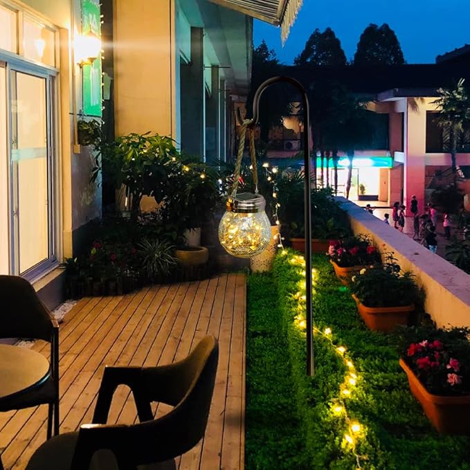 Shepherd Hooks Outdoor 48 Inches for Lanterns Heavy Duty Shepherd Stand Plant Hanger Yard Hooks for Solar Lights,Bird Feeder,Wedding,Mason Jar,Planter Pot,Adjustable Height-VerdiqueGarden