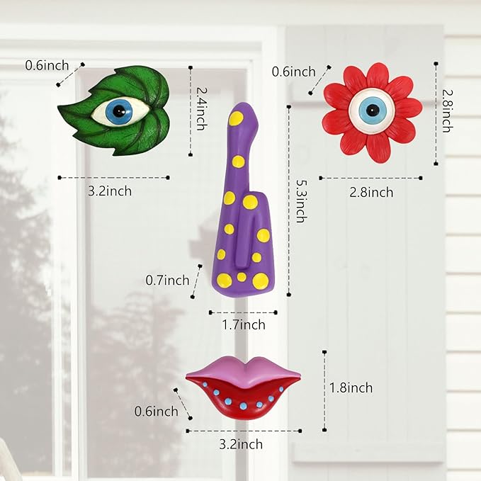 Tree Faces Decor Outdoor,Funny Tree Faces Sculpture,Colorful Fence Decorations Outdoor,Suitable for Yard and Garden Art Decor(Colorful Leaves&Colorful Butterfly)-VerdiqueGarden