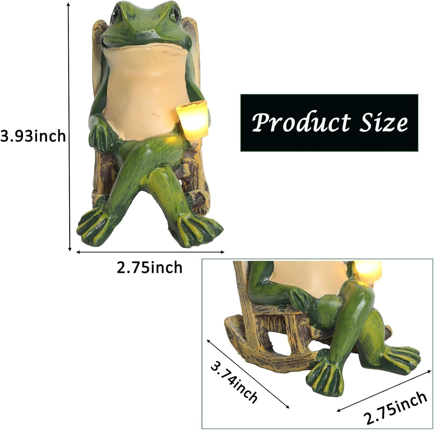 Frog Solar Lights Outdoor Garden Mini Frog Figurines Decor for Patio Yard Lawn Ornament Solar Garden Miniature Frog Decor Gift for Women Mother's Day Birthday Housewarming Gifts-VerdiqueGarden