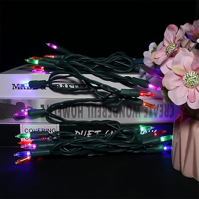 Multicolor LED Christmas Lights - 35 Count Multi-Colored Christmas String Lights for Small Tree, Crafts, Holiday, Indoor/Outdoor Decorations, 11 Feet Green Wire, UL Certified, Connectable-VerdiqueGarden