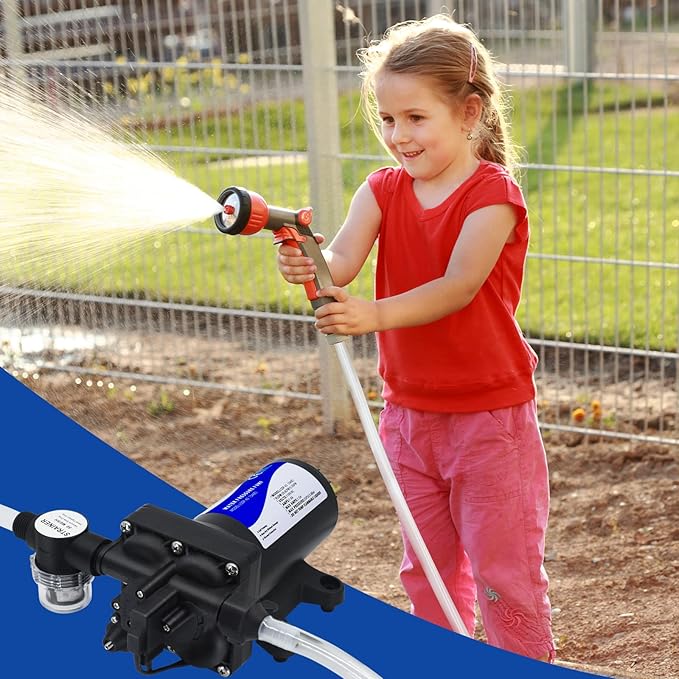 Water Pressure Booster Pump 110v Diapphragm Pump Inline Water Pump 75psi 5.5 GPM Self Priming RV Water Pump for Kitchen, Bathroom, RV, Marine Yacht, Caravan, Garden-VerdiqueGarden