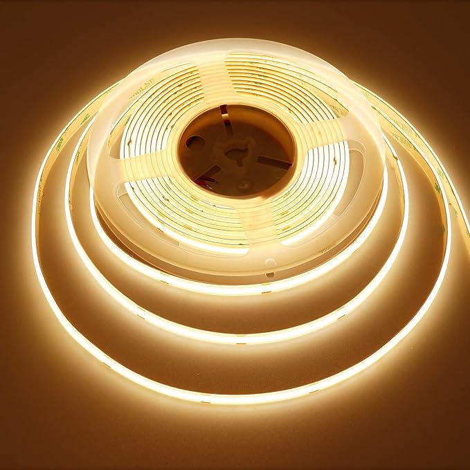 24V COB LED Strip Light Warm White 3000K 5M/16.4ft 2400LEDs Waterproof IP65 Uniform Glow CRI 93+ Flexible LED Tape Lights for DIY Cabinet Bedroom Kitchen Home Decor(No Power Supply)-VerdiqueGarden