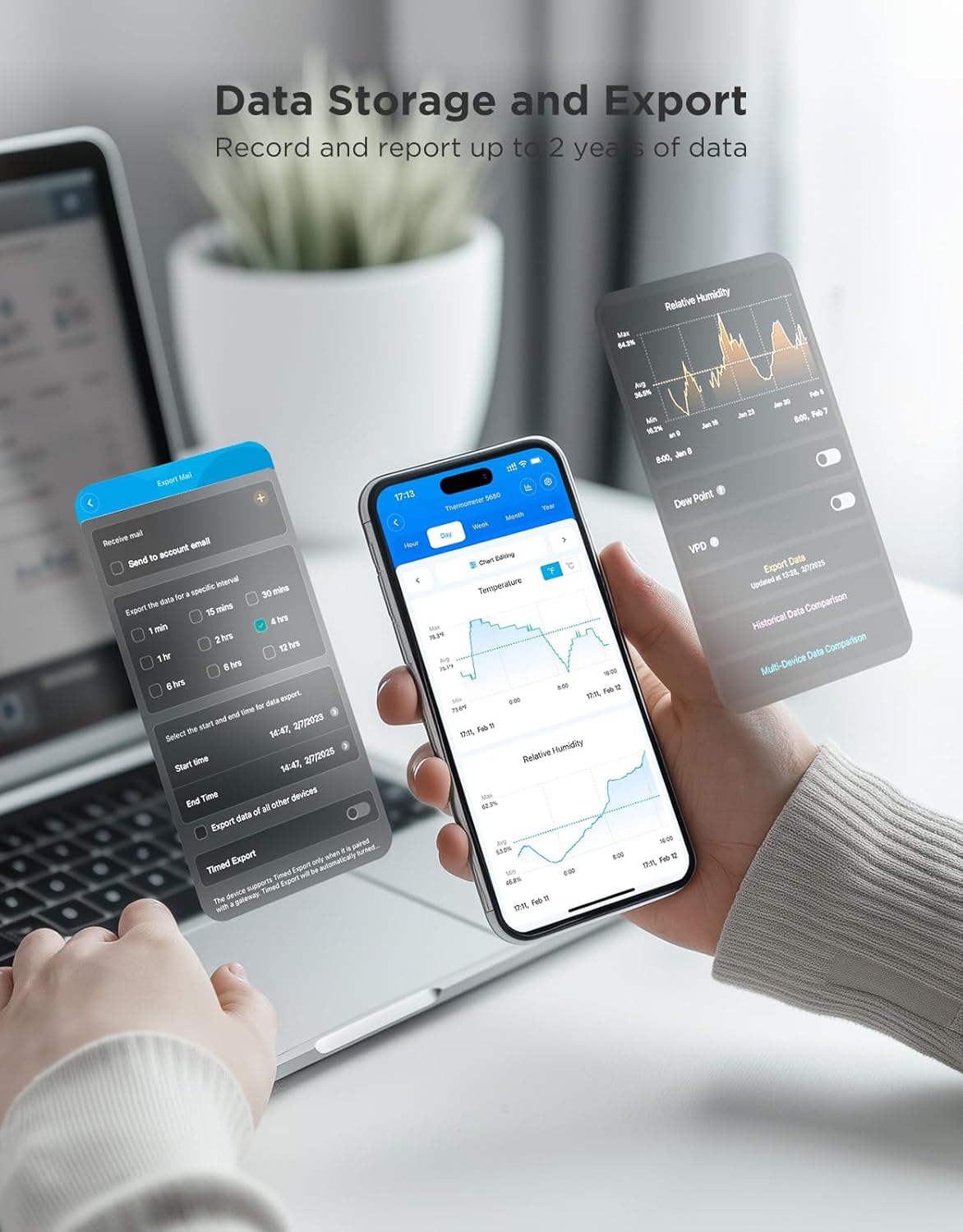 GoveeLife 2.0 WiFi Hygrometer Thermometer 3 Pack, Smart Humidity Temperature Sensor with App Notifications, 2-Year Free Data Storage Export, Temperature Humidity for Bedroom, Wine Cellar, Basements-VerdiqueGarden
