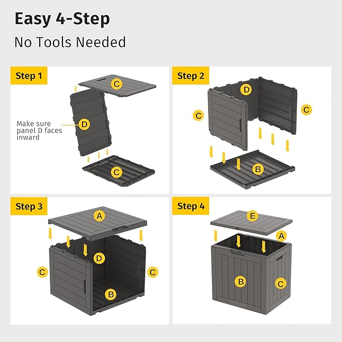 EAST OAK Outdoor Storage Box, 31 Gallon Deck Box Indoor and Outdoor Use, Waterproof Resin Storage Bin for Package Delivery, Patio Cushions, Gardening Tools, Lockable, UV Resistant, Grey-VerdiqueGarden