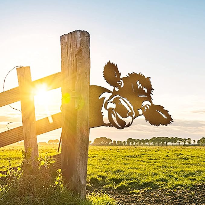 Peeping Cow Metal Art Farm Garden Decor Garden Fence Decoration Outdoor Decoration for Farmhouse,Yard,Lawn-VerdiqueGarden