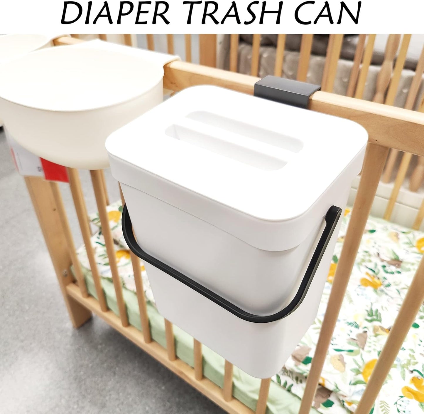 stonespace Hanging Small Trash Can with Lid Under Sink for Kitchen,1.3 Gallon/ 5L Mountable Compost Pail,Kitchen Compost Bin for Countertop, White-VerdiqueGarden