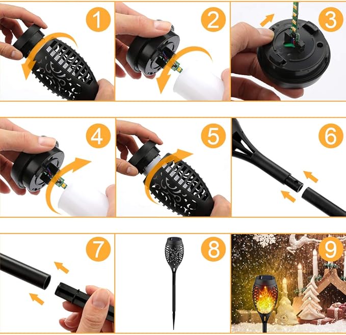 Kurifier 12Pack Flickering Flame Solar Torch Lights for Garden Decor, Waterproof Solar Lights Outdoor Decorative, Outdoor Decorations for Yard Porch Lawn Patio Outside Decor-Luces Solares para Jardin-VerdiqueGarden