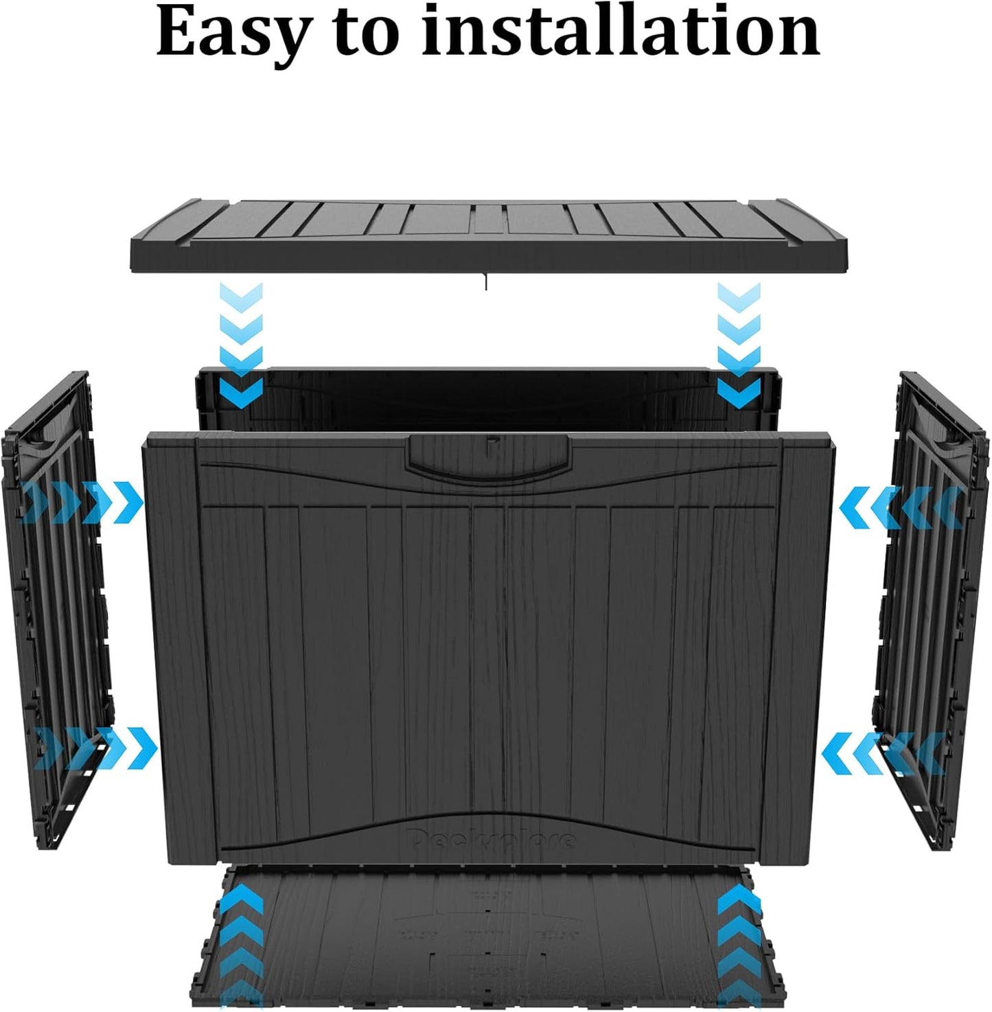 45 Gallon Double-Wall Resin Deck Box - Lockable Waterproof Outdoor Storage Box, 515lbs Capacity & Doubles as Seating for Patio Furniture - Garden Tools, Pool Accessories (Black)-VerdiqueGarden