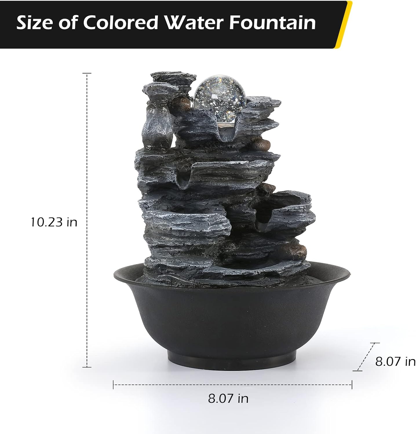 Dyna-Living Tabletop Water Fountain Indoor Waterfalls Fountains with Colored LED Light Decorative Feng Shui Tabletop Fountain with Automatic Pump Best Home Gifts for Friends or Family-VerdiqueGarden