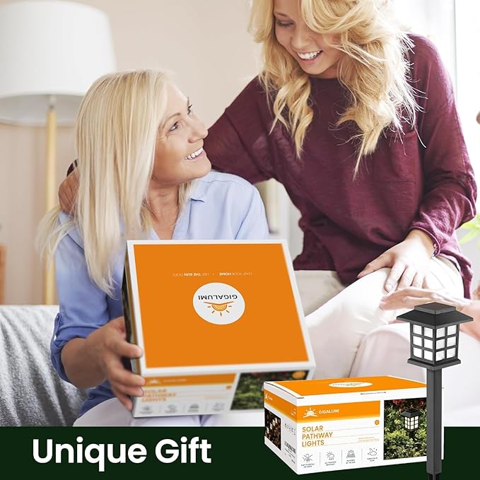 GIGALUMI Solar Outdoor Lights,10 Pack LED Solar Lights Outdoor Waterproof, Solar Walkway Lights Maintain 10 Hours of Lighting for Your Garden, Landscape, Path, Yard, Patio, Driveway-VerdiqueGarden