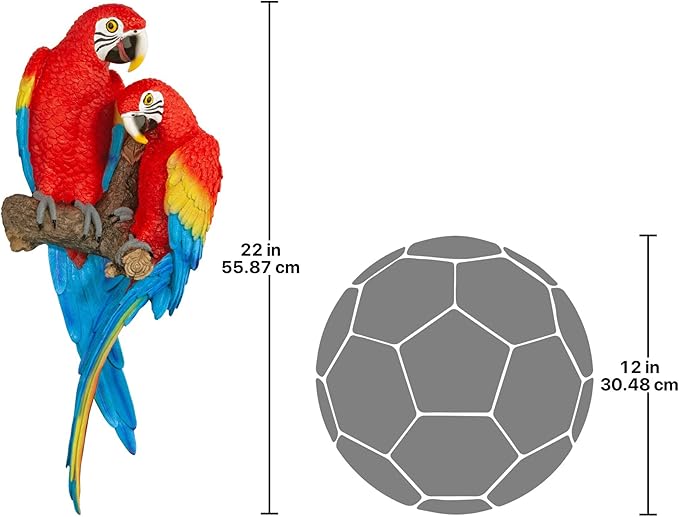 Design Toscano Tropical Scarlet Macaws Wall Sculpture, 22 Inch, Full Color-VerdiqueGarden