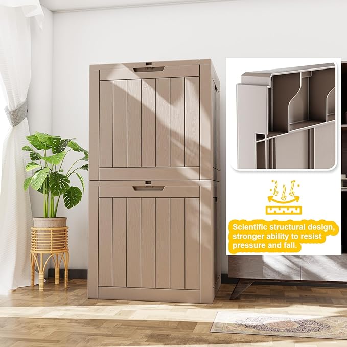 31 Gallon Waterproof Outdoor Storage Box,Resin Deck Box,Lockable Outside Storage Box Container for Patio Furniure,Garden Tools (31 Gallon,Grey)-VerdiqueGarden