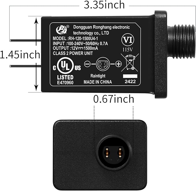 Replacement Yard Inflatable Adapter Power Supply Adaptor - 12V 1.5A 8 Pcs - Inflatable Plug Replacement Class 2 Power Supply - for Christmas Tree Light/Thanksgiving Yard Blow Up Decorations-VerdiqueGarden