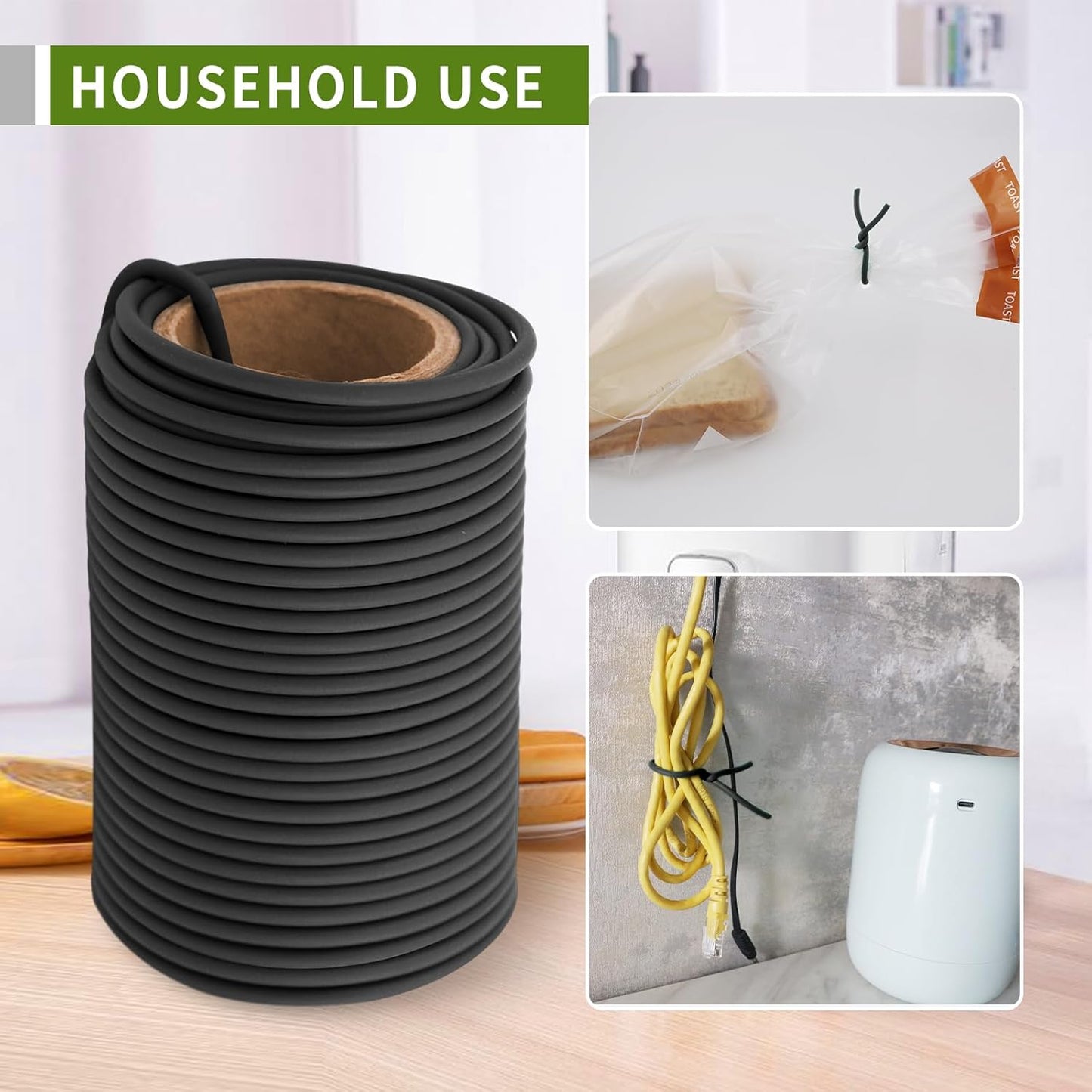 Garden Flexible Wire Tie, Soft Twist Plant Ties Support Plant Vines for Supporting and Fixing Garden Planting Branches Vines & Stems ,Organize Data Wire and Office Organization 65.6’ ( 3.5MM) (black)-VerdiqueGarden