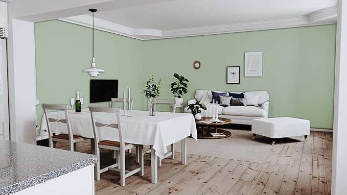 Dimoon 394''x17.7'' Green Peel and Stick Wallpaper Contact Paper Modern Self Adhesive Wall Paper Removable Renter Friendly Textured Solid Color Shelf Cabinet Vinyl Roll (394''x17.7'',Palegreen)-VerdiqueGarden