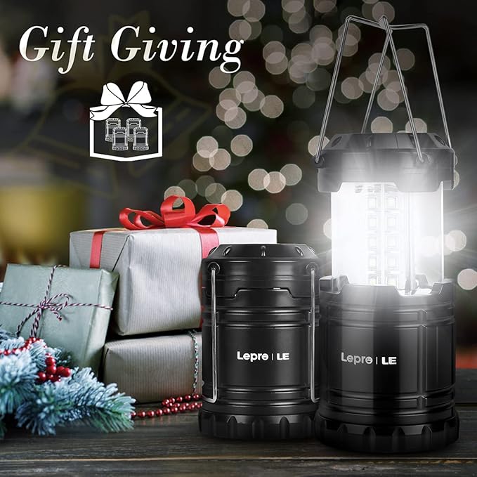 Lepro LED Camping Lanterns Battery Powered, Collapsible, IPX4 Water Resistant, Outdoor Portable Lights for Emergency, Hurricane, Storms and Outages-VerdiqueGarden