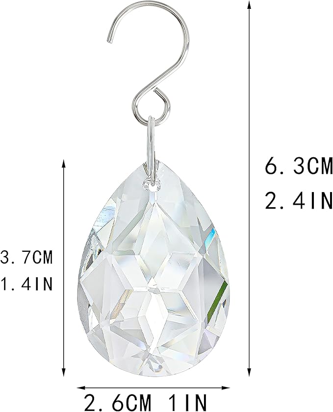 10pcs 38mm Clear Crystal Teardrops Chandelier Parts,Chandelier Crystal Prisms Pendants with Hook,Hanging Crystals for Lamp Window Christmas Tree Decoration Suncatcher-VerdiqueGarden