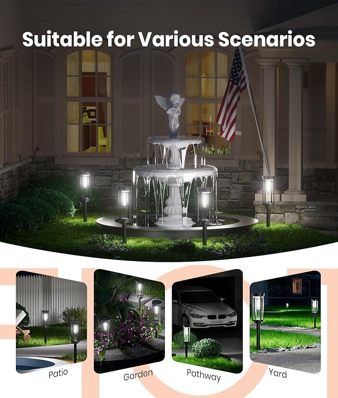 Solar Pathway Lights Outdoor Powered Waterproof 8 Pack Upgraded Solar Walkway Landscape Lighting Outside Driveway Light,Auto Dusk to Dawn On/Off for Yard Lawn Patio Decor (Cool White)-VerdiqueGarden