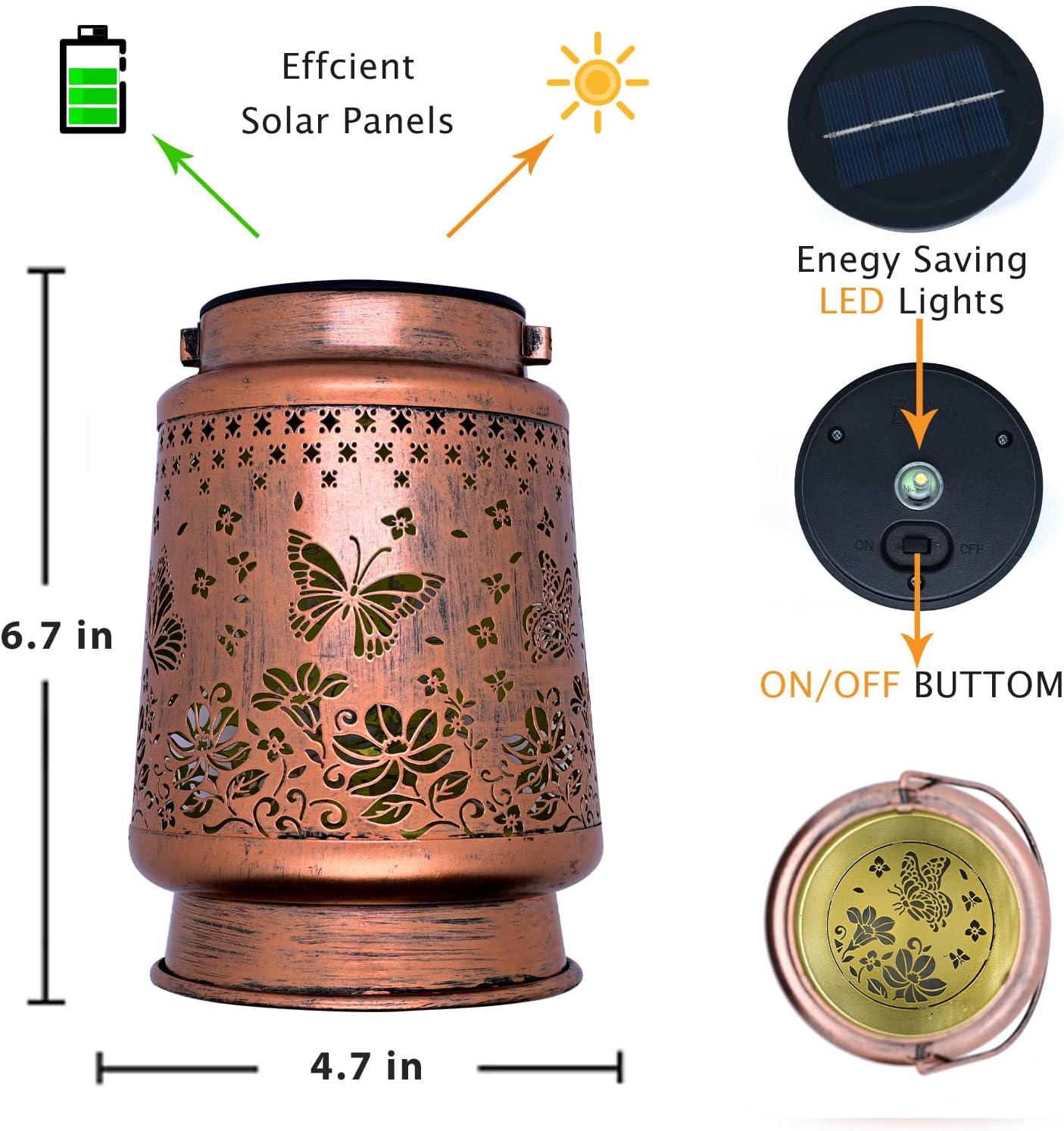 Solar Lanterns Outdoor Waterproof, Butterfly Hanging Solar Lanterns Birthday Gifts for Women Mom Grandma, Garden Decor for Patio Yard Lawn Backyard Porch-VerdiqueGarden