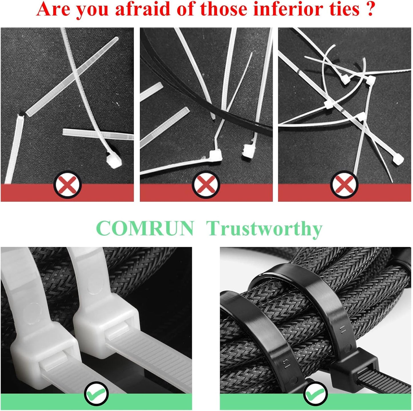 4 Inch Black Cable Tie Zip Ties Nylon Zip Ties Plastic Ties 100Pcs-VerdiqueGarden