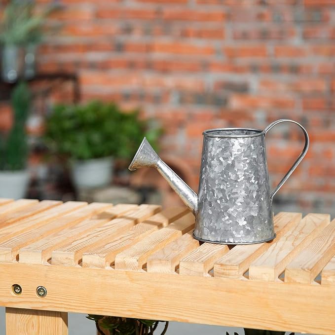 MyGift 5 Inch Mini Rustic Galvanized Metal Decorative Vase in Vintage Style Watering Can Design for Dried Flowers and Artificial Plants - Handcrafted in India-VerdiqueGarden