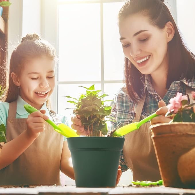 Homenote Plant Pots,15 Pack 6 inch Flower Pots with Multiple Drainage Holes and Saucers,Plastic Planters for All Home Garden Flowers Succulents(Green)-VerdiqueGarden