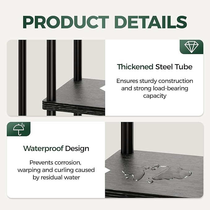 Bamworld Corner Plant Stand Indoor, 5 Tier Metal Plant Shelf for Multiple Plants, Tall Flower Stand for Patio Garden Balcony Living Room Bedroom(Black)-VerdiqueGarden