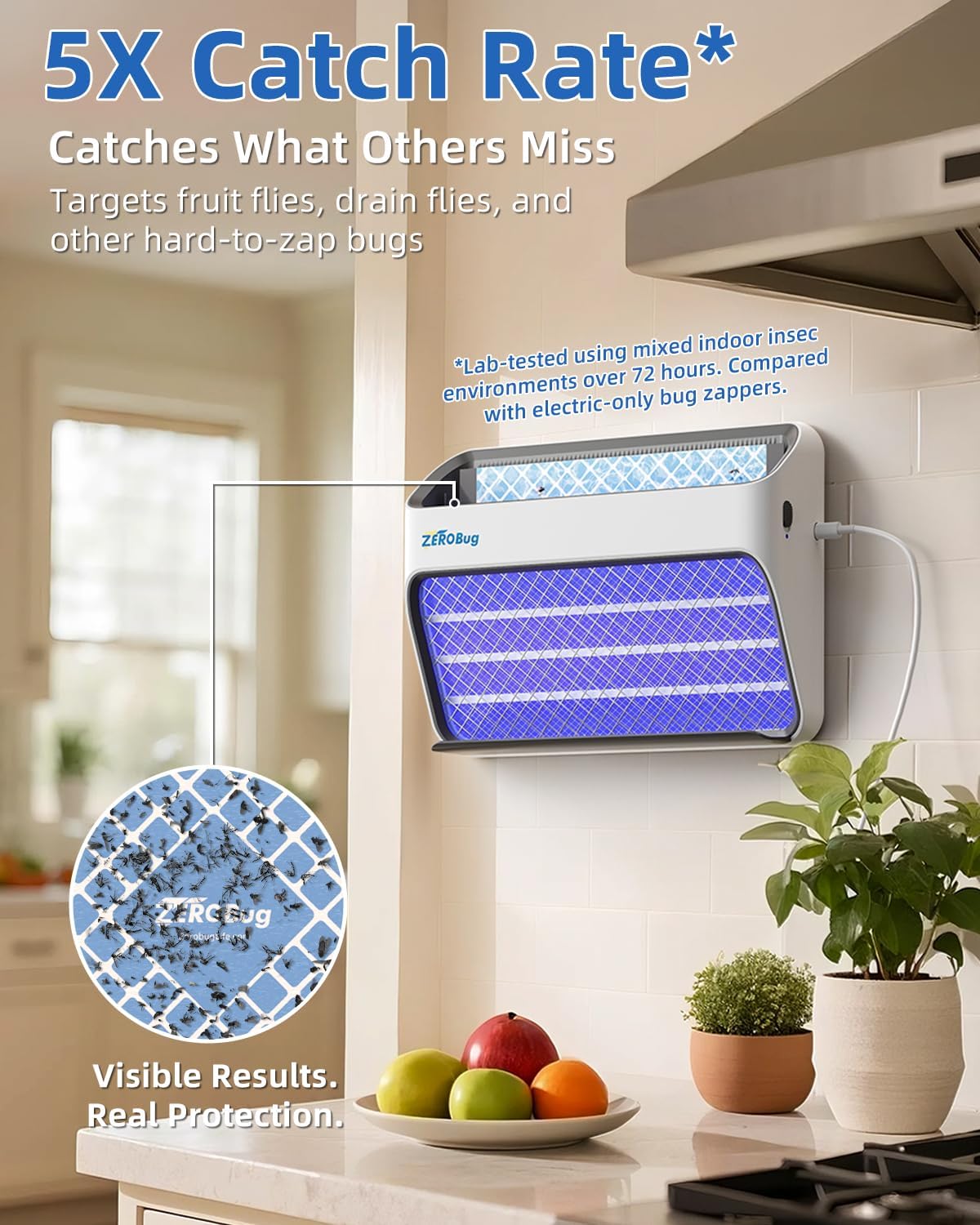 Sticky Fly Trap Refills 5-Pcs for BUZZOFF PRO Zapper, Fruit Fly Catcher Glue Boards for Indoor Use, Odourless, Mess-Free Insect Control-VerdiqueGarden