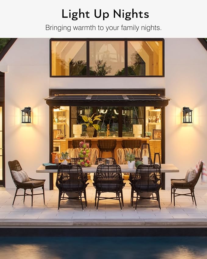 Outdoor Wall Lights Dusk to Dawn, Black Lights for House, Waterproof Exterior Lighting Fixtures, Outdoor Light Fixture with Tempered Glass for House, Porch, Garage, Doorway-VerdiqueGarden