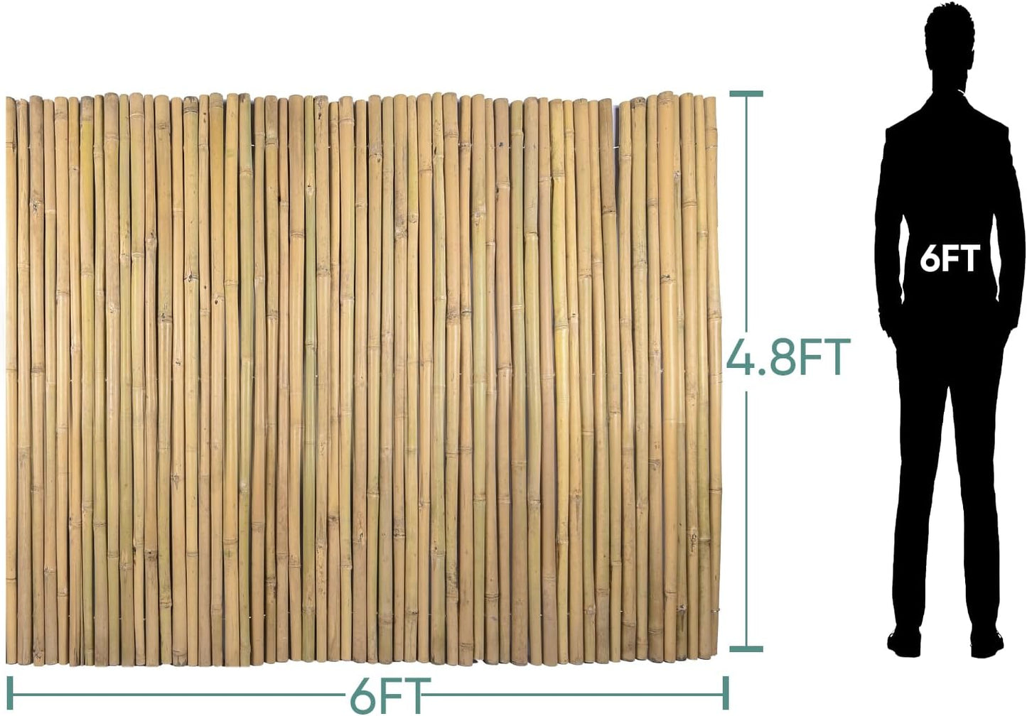 58Inch High x 72Inch Long x 0.7In D Bamboo Screen, Natural Bamboo Fence Rolls, Eco-Friendly Fencing for Outdoor Balcony Patio Garden Border Pool-VerdiqueGarden