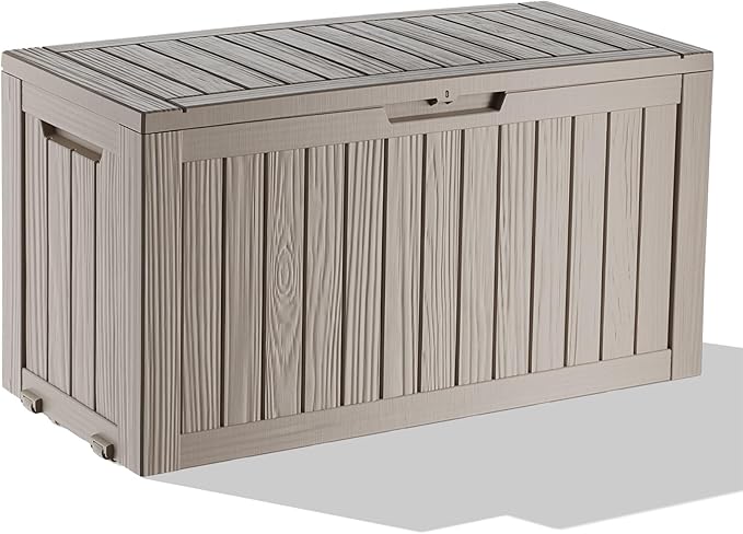 75 Gallon Outdoor Storage Box – Waterproof Deck Box for Patio & Garden,Light Brown-VerdiqueGarden