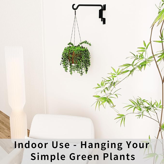 10 Inch Hanging Plant Holder, Wall Plant Hanger, Plant Hangers Outdoor, Swivel Plant Hanger, for Outdoor Hanging Bird Feeders, Wind Chimes, Plant Baskets, Black-VerdiqueGarden